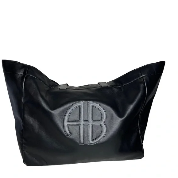 Anine Bing Black Large Recycled Leather Rio Tote - Picture 4 of 11
